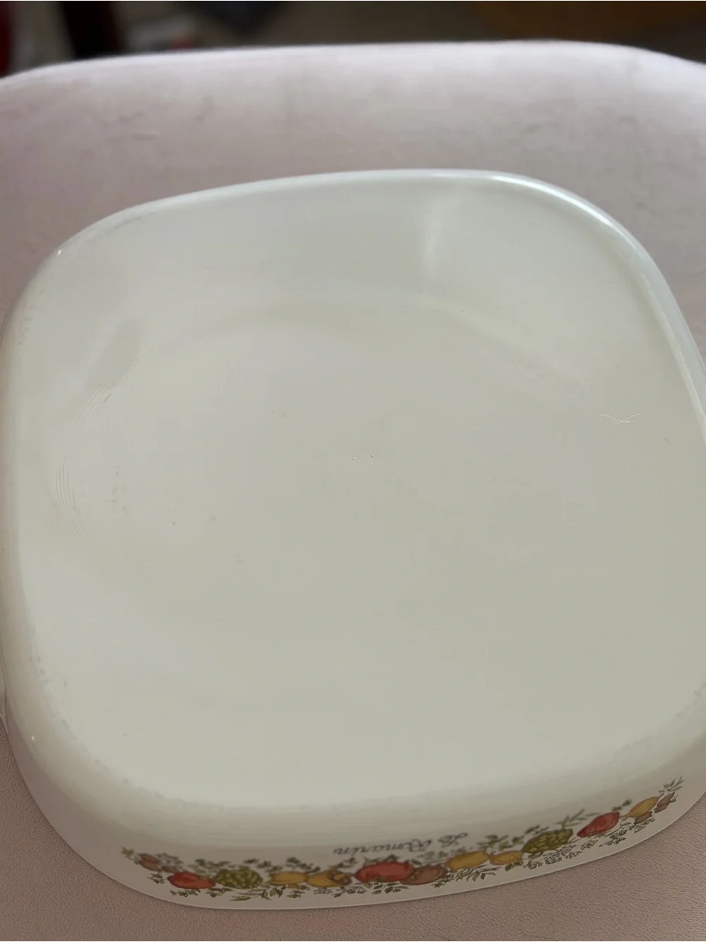 Corningware White Rectangular Baking Dish with Fruit & Herb Border